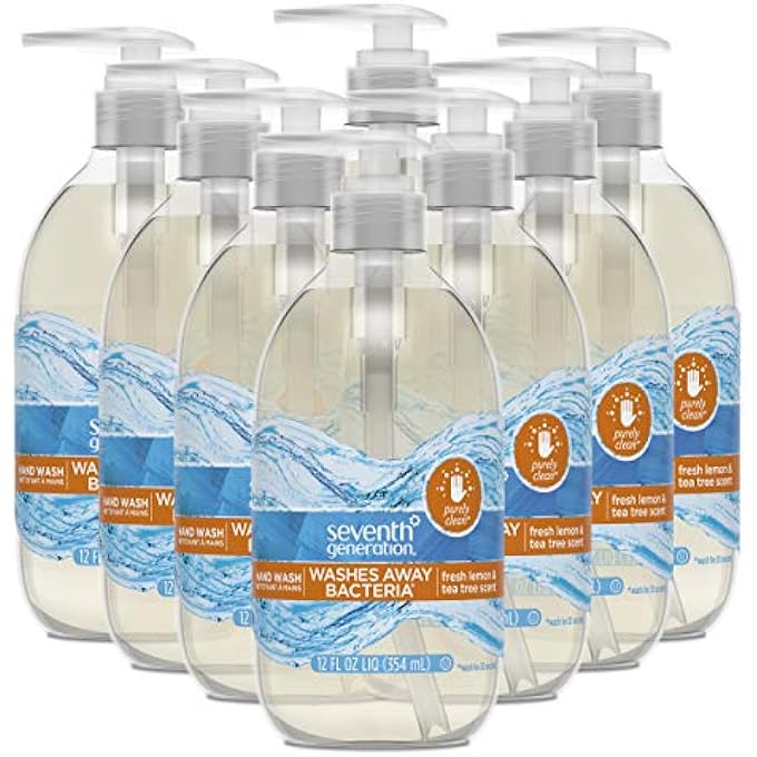 Seventh Generation PURELY CLEAN HAND WASH, FRESH LEMON AND TEA TREE, 12 FLUID OUNCE (PACK OF 8) - Image 1